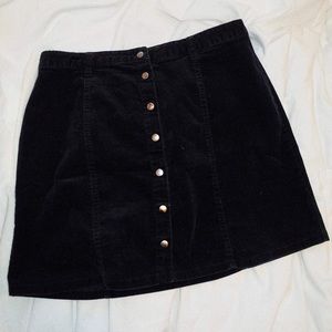 80s inspired corduroy button front skirt